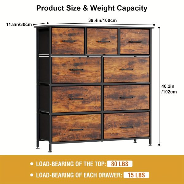product-fancy-9539cf30-51b3-4531-a718-0ee4a5866915 Black/Grey/Nature 5/8/9 Fabric Drawers Dresser For Bedroom, Storage Drawers, Chest Organizer Units With Wooden And Steel Frame Top For Bedroom, Living Room, Closet, Living Room, Entryway