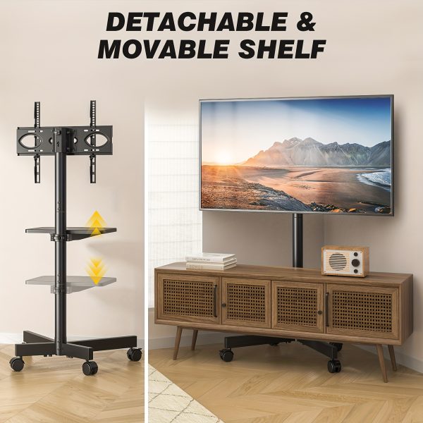 Universal Mobile TV Cart with Mute Wheel for 23in-55inch TV up to 88lbs