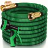 100FT Garden Hose For Lawn, Heavy Duty Water Hose With 10-Function High-Pressure Nozzle, Car Wash Water Hose And Watering Hose, Leak-Proof 3/4" Brass Fittings, Anti-Tangle, Industrial Rubber, Suitable For Factory, Workshop, Farm, Outdoor Cleaning
