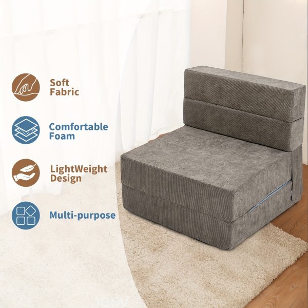 product-fancy-aab3ddef-9eaa-4294-8e0e-308aa3b49d43 LILYPELLE Tri-Fold Sponge Mattress, Portable Folding Mattress, Convertible Chair Floor Sofa and Sleeping Mattress, Suitable for Floor, Camping, 63"×25.6"×6