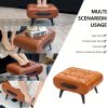 [Stylish Leather Stool] 1pc Stylish & Versatile High Quality Oil Wax Leather Low Stools, Footstools, Leather Padded Footstools - For Sofa End, Shoe Changing Stools For Living Rooms, Corridors, Foyers, Entrance, Bedroom, Home Decor Furniture, Furniture For Home