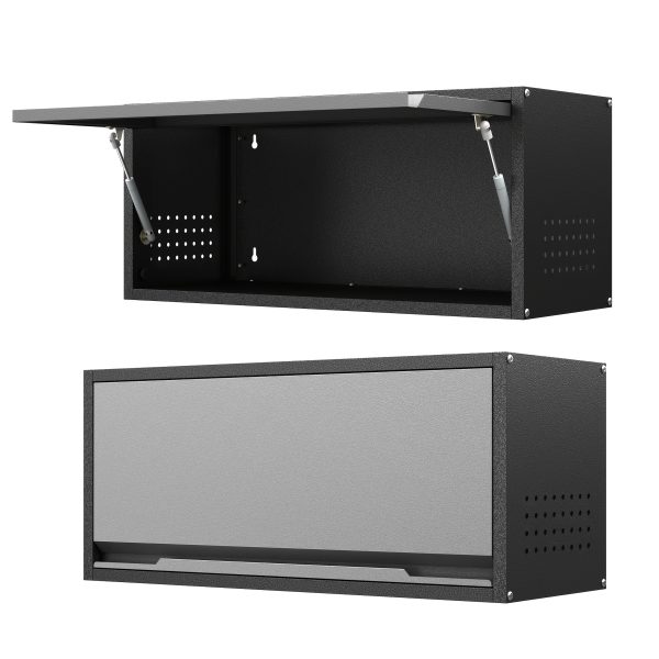 Metal Storage Cabinet | Garage Wall Cabinet with Up-Flip Door, 31.5" W Wall Storage Mounted for Kitchen, Garage, Workshop | Contemporary Metal, Wall Mount, ≥3.2 Cubic Feet Storage Capacity