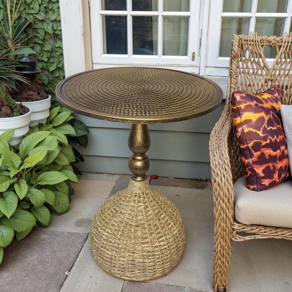 product-fancy-b2f4b5c5-0c8b-4e5b-960b-c3c0ab9371d7 Handcrafted Wicker Iron Artistic Water Grass Rope Braided Tea Table Side Table Flower Rack Living Room Sofa Side Table Study Room Balcony Inn Outdoor Coffee House Bar, Garden Patio Bedroom Decoration