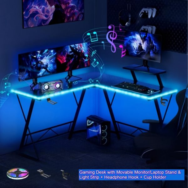 product-fancy-b3739a7f-d2c9-45cc-a872-7183a8e74816 Mr IRONSTONE 51 Inch L-Shaped Gaming Desk with Display Stand-like Top (Compatible with PC/Laptop/Tablet) - Heavy-Duty Metal Frame & X-Legs, Easy Assembly Computer Table for Home Office, Esports Setup, Corner Desk, No Wood, Black (Game