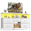 product-fancy-b60d018d-6e40-4407-b924-9354d89b31c5 TV Stand Dresser, Closet Organization Systems, Media Console Table with 5 Drawers, Power Outlets and LED Lights, for 50 Inch Television, Storage & Home Organization