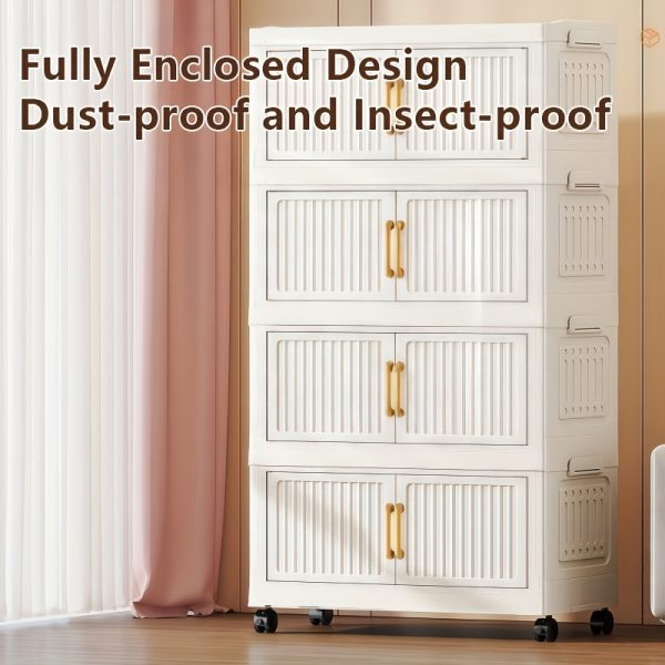 product-fancy-beaa6bdb-ea28-4fff-8974-fc7dcb74830f 加厚大容量多层塑料折叠储物柜 重型落地式整理柜 顺滑滑轮 家用办公室厨房浴室 节省空间易组装