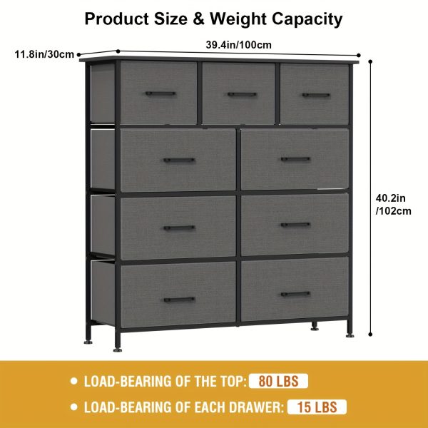 product-fancy-c3a6e595-ad21-4670-b495-c51e292638df Black/Grey/Nature 5/8/9 Fabric Drawers Dresser For Bedroom, Storage Drawers, Chest Organizer Units With Wooden And Steel Frame Top For Bedroom, Living Room, Closet, Living Room, Entryway