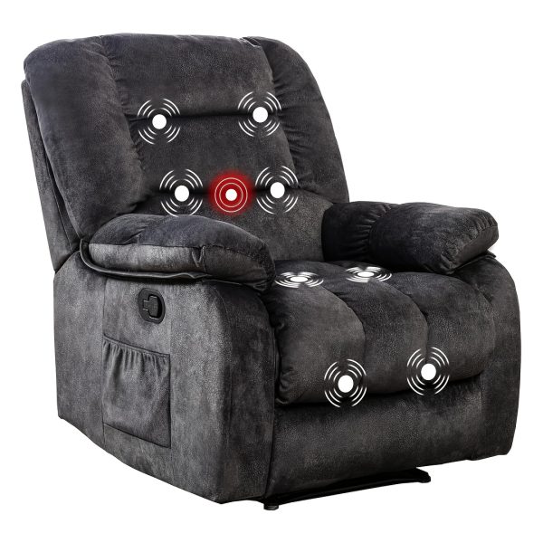 product-fancy-c555b1f4-cd91-4d1e-a212-c304d917f473 Oversized Manual Massage Recliner Chair for Elderly & Adults, Heavy Duty Fabric Living Room Sofa with Heat, Vibration, USB Port, Remote Control, and Thickened Padded Seat