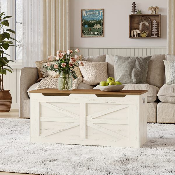 product-fancy-caa708c5-e8a1-4f75-a016-44fc4e9b8aef Storage Chest, Trunk, And Wooden Bench - a 39.4" Lift-Top Organizer Featuring Two Safety Hinges, Perfect for Shoes in The Entryway, Bedroom, Or Living Room, Available in White, Rustic Brown, And Black/Greige, Storage Boxes for Organizing