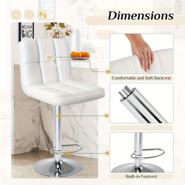 Bar Stools, PU Leather Adjustable Swivel Barstools, Kitchen Counter Height, Set of 2/4