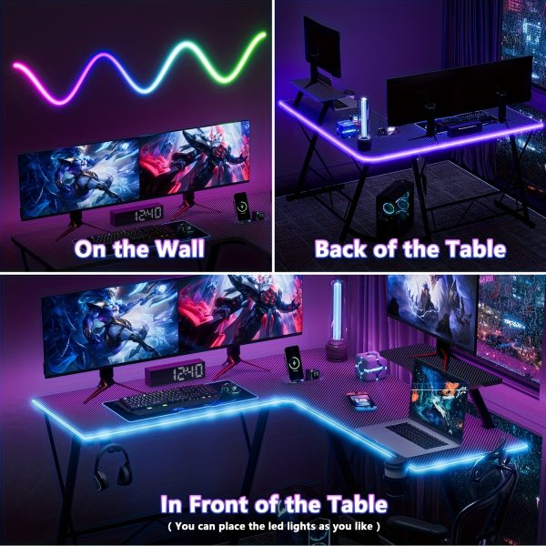 product-fancy-d8b23689-74c8-43bf-807c-408f25c82669 Mr IRONSTONE 51 Inch L-Shaped Gaming Desk with Display Stand-like Top (Compatible with PC/Laptop/Tablet) - Heavy-Duty Metal Frame & X-Legs, Easy Assembly Computer Table for Home Office, Esports Setup, Corner Desk, No Wood, Black (Game
