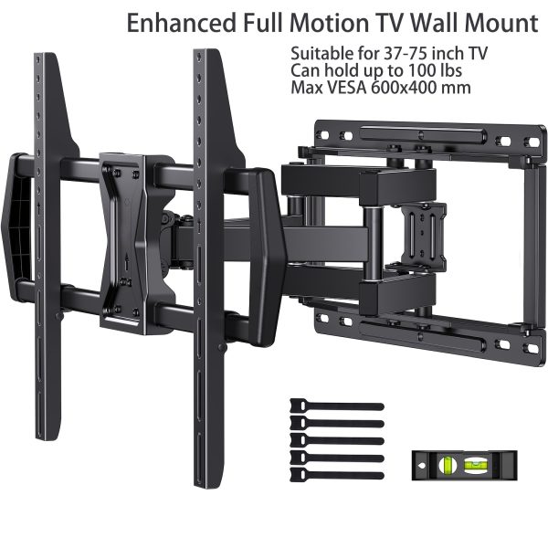 [Dreamsmith TV Wall Mount] Dreamsmith Full Motion TV Wall Mount Bracket | 40-86 Inch, Dual Articulating Arms, Swivel & Tilt, 132 lbs Capacity, Max VESA 600x400mm, Fits 12" & 16" Wood Studs for Home Theater & Media Room, Versatile Furniture Bracket, Modern Home Decor, Durable Construction, Home Theater System