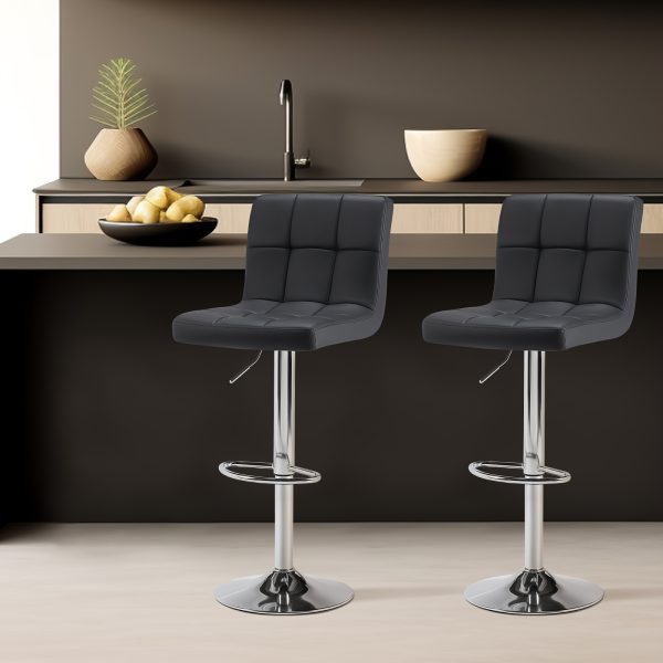 Bar Stools, PU Leather Adjustable Swivel Barstools, Kitchen Counter Height, Set of 2/4