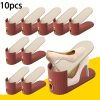 10pcs Shoe Rack, Vertical Stripe with Golden Ring. Stylish Color Scheme. Space-Saving, Solves Messy Issues, Fits All Kinds of Shoes. Foldable Splicing, Free Combination, Suitable For Living Room, Dormitory, Closet. Durable Pp Material