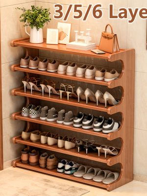1个【竹制鞋架】圣诞礼物竹制鞋架 | 木纹装饰鞋柜，可收纳6/15/24双鞋，易于组装，节省空间 | 3/5/6层鞋架置物架，适用于玄关、入口、客厅、卧室、车库