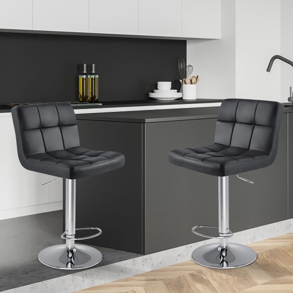 Bar Stools, PU Leather Adjustable Swivel Barstools, Kitchen Counter Height, Set of 2/4