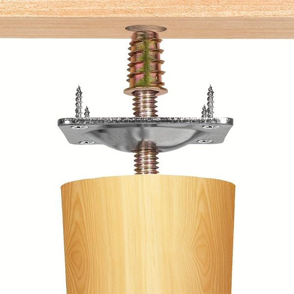 Anwenk Leg Mounting Plates, Industrial Strength T-Plate 5/16" (M8) for Attaching Furniture Legs, Complete with Hanger Bolts And Screws, Designed to Reinforce Weak Furniture And Repair Damaged Sofa Or Couch Seats, Available in a Set of 4