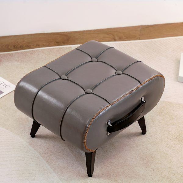 [Stylish Leather Stool] 1pc Stylish & Versatile High Quality Oil Wax Leather Low Stools, Footstools, Leather Padded Footstools - For Sofa End, Shoe Changing Stools For Living Rooms, Corridors, Foyers, Entrance, Bedroom, Home Decor Furniture, Furniture For Home