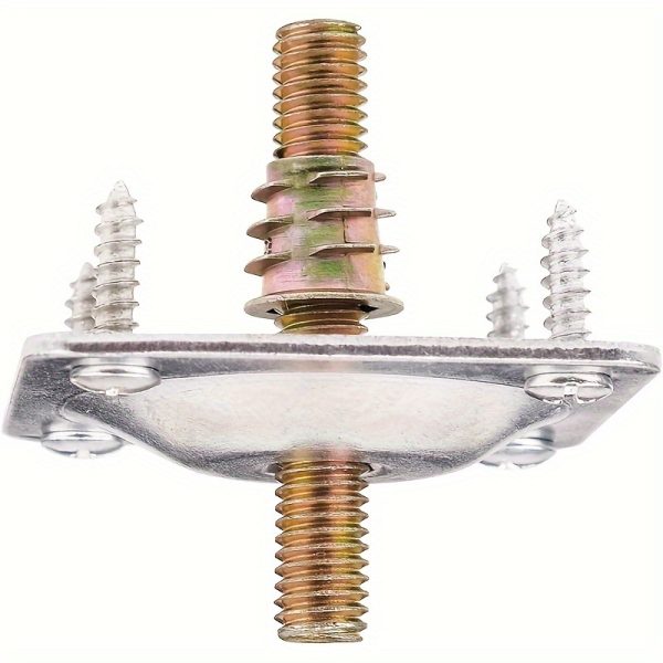 Anwenk Leg Mounting Plates, Industrial Strength T-Plate 5/16" (M8) for Attaching Furniture Legs, Complete with Hanger Bolts And Screws, Designed to Reinforce Weak Furniture And Repair Damaged Sofa Or Couch Seats, Available in a Set of 4