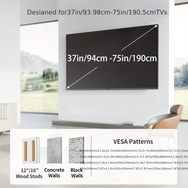 [Dreamsmith TV Wall Mount] Dreamsmith Full Motion TV Wall Mount Bracket | 40-86 Inch, Dual Articulating Arms, Swivel & Tilt, 132 lbs Capacity, Max VESA 600x400mm, Fits 12" & 16" Wood Studs for Home Theater & Media Room, Versatile Furniture Bracket, Modern Home Decor, Durable Construction, Home Theater System