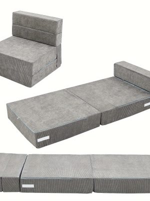 LILYPELLE Tri-Fold Sponge Mattress, Portable Folding Mattress, Convertible Chair Floor Sofa and Sleeping Mattress, Suitable for Floor, Camping, 63"×25.6"×6