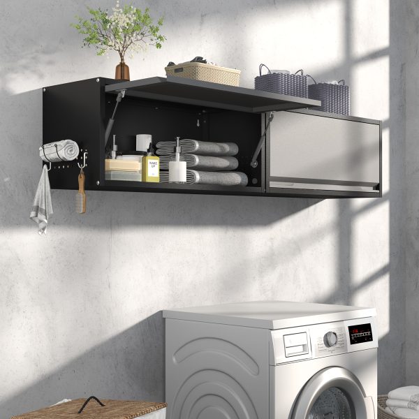 Metal Storage Cabinet | Garage Wall Cabinet with Up-Flip Door, 31.5" W Wall Storage Mounted for Kitchen, Garage, Workshop | Contemporary Metal, Wall Mount, ≥3.2 Cubic Feet Storage Capacity