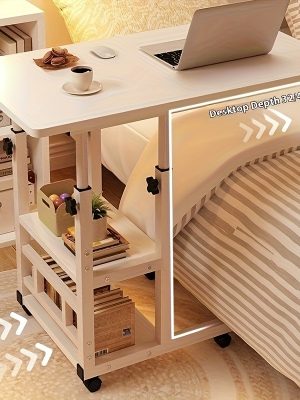 A Versatile And Portable Computer Desk Suitable for Home Use, Including Bedrooms And Living Rooms. This Easy And Adjustable Writing Desk Is Ideal for Students, Featuring 360-Degree Rotating Wheels, Making It a Great Birthday Present