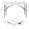 4英尺/6英尺塑料折叠桌，便携式室内外餐桌带提手、锁扣，野餐桌 - 白色