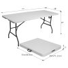 4英尺/6英尺塑料折叠桌，便携式室内外餐桌带提手、锁扣，野餐桌 - 白色