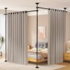 No Drill Room Divider Curtain Rod - Heavy Duty Adjustable Freestanding Partition with Tension Mount (No Drilling Required) - Frame Suitable for Apartments, Offices, Dorms - Easy Install/Remove, Height 4-10ft, Width 28-114in (Black/White)