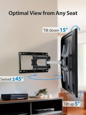 [Dreamsmith TV Wall Mount] Dreamsmith Full Motion TV Wall Mount Bracket | 40-86 Inch, Dual Articulating Arms, Swivel & Tilt, 132 lbs Capacity, Max VESA 600x400mm, Fits 12" & 16" Wood Studs for Home Theater & Media Room, Versatile Furniture Bracket, Modern Home Decor, Durable Construction, Home Theater System