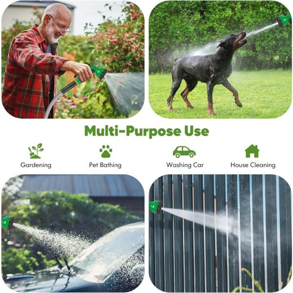 product-open-6243d41d263a4f46b18a56a580d34aef-goods Heavy Duty 100ft/ 50ft Stainless Steel Water Hose with 10 Function Nozzle - Pet Safe High Garden Water Hose, Car Wash Water Hose, No Need to Worry About Pressure, Bend or Stretch, Durable and Break Resistant, with Portable and Wrap-Free Design