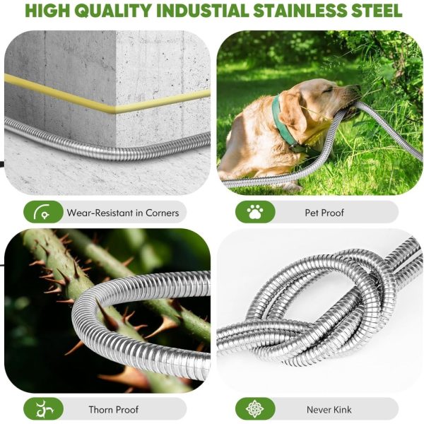 product-open-96a751dd82fc49c98a634c5d041d5bd3-goods Heavy Duty 100ft/ 50ft Stainless Steel Water Hose with 10 Function Nozzle - Pet Safe High Garden Water Hose, Car Wash Water Hose, No Need to Worry About Pressure, Bend or Stretch, Durable and Break Resistant, with Portable and Wrap-Free Design