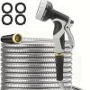 product-open-9cfd3f11a5124c308d4eccde127358c1-goods Heavy Duty 100ft/ 50ft Stainless Steel Water Hose with 10 Function Nozzle - Pet Safe High Garden Water Hose, Car Wash Water Hose, No Need to Worry About Pressure, Bend or Stretch, Durable and Break Resistant, with Portable and Wrap-Free Design
