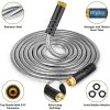 product-open-be53ac06663445d6857a112c24501c7f-goods Heavy Duty 100ft/ 50ft Stainless Steel Water Hose with 10 Function Nozzle - Pet Safe High Garden Water Hose, Car Wash Water Hose, No Need to Worry About Pressure, Bend or Stretch, Durable and Break Resistant, with Portable and Wrap-Free Design