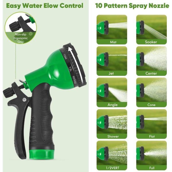 product-open-f6b8b440d75940e094b19493347f7184-goods Heavy Duty 100ft/ 50ft Stainless Steel Water Hose with 10 Function Nozzle - Pet Safe High Garden Water Hose, Car Wash Water Hose, No Need to Worry About Pressure, Bend or Stretch, Durable and Break Resistant, with Portable and Wrap-Free Design