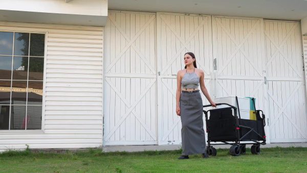 [Heavy Duty Folding Wagon] LEVELEVE Heavy Duty Folding Wagon-2-in-1 Collapsible Cart 400lb, 650lb Capacity All-Terrain Wheels W/Brakes And ASide Pockets