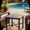 b-product-video-frame-img-62e66f70e6888eaa989864949cf32c9463dc9245.temu_.000001 21.5" Square Outdoor Side Table - Heavy Duty 500 LBS Weight Capacity, Weather Resistant Metal Patio End Table for Garden, Poolside, And Indoor Use (Black)