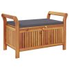 vidaXL Patio Storage Bench with Cushion Loveseat Outdoor Solid Wood Acacia