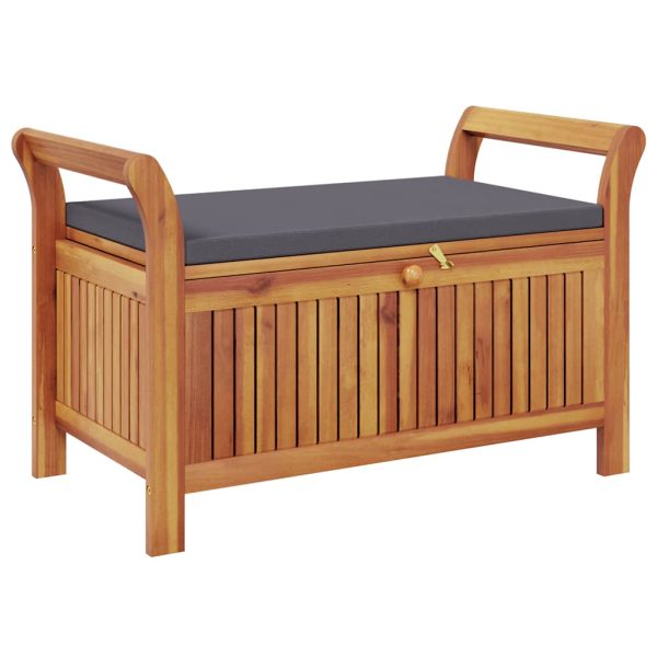 vidaXL Patio Storage Bench with Cushion Loveseat Outdoor Solid Wood Acacia