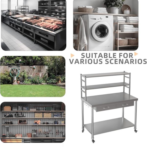 local-goods-image-1e1b704d-4755e80e-e3ac-487d-86e4-82f5cea63967-734d8f2356a7cca67846378bb7aebe57 Stainless Steel Prep Table 48"x24" - with Shelves, Drawer & 2 Adjustable Overshelves, Steel Countertop for Home, Restaurant & Garage