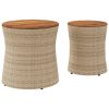 vidaXL Patio Side Tables 2 pcs with Wooden Top Beige Poly Rattan