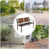 local-goods-image-1f14f500a28-402e6125-7ebb-494f-96e3-db49f5fb4565 Costway 50" Patio Garden Bench Outdoor Metal Bench with Curved Armrests, PE Rattan Backrest, Outdoor Bench for 2-3 Person Seat, Ideal for Porch, Backyard, Balcony, Lawn and Garden, Bronze