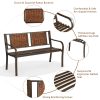 local-goods-image-1f14f500a28-8bdf4f12-0d6c-4627-b569-8e0d8f69075e Costway 50" Patio Garden Bench Outdoor Metal Bench with Curved Armrests, PE Rattan Backrest, Outdoor Bench for 2-3 Person Seat, Ideal for Porch, Backyard, Balcony, Lawn and Garden, Bronze
