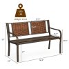 local-goods-image-1f14f500a28-942c6450-04a1-415b-a700-a1e64873f59e Costway 50" Patio Garden Bench Outdoor Metal Bench with Curved Armrests, PE Rattan Backrest, Outdoor Bench for 2-3 Person Seat, Ideal for Porch, Backyard, Balcony, Lawn and Garden, Bronze