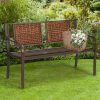 local-goods-image-1f14f500a28-961981b0-35f1-459d-8f27-917716ebe6d2 Costway 50" Patio Garden Bench Outdoor Metal Bench with Curved Armrests, PE Rattan Backrest, Outdoor Bench for 2-3 Person Seat, Ideal for Porch, Backyard, Balcony, Lawn and Garden, Bronze