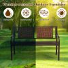 local-goods-image-1f14f500a28-ecb66bbe-52ed-4115-a79b-339ac9fe13fe Costway 50" Patio Garden Bench Outdoor Metal Bench with Curved Armrests, PE Rattan Backrest, Outdoor Bench for 2-3 Person Seat, Ideal for Porch, Backyard, Balcony, Lawn and Garden, Bronze
