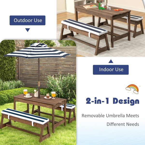 local-goods-image-1f14f500aa0-8371c730-bd34-4b07-b367-94bb429aaf88 Costway Kids Picnic Table Set, Wooden Kids Outdoor Furniture with Umbrella, Sponge Cushions, Kids Rectangular Activity Table and Benches for Outdoors, Accommodate 4 Children
