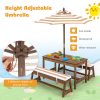 local-goods-image-1f14f500aa0-98efe469-2895-4363-ab3e-e309a849f7b9 Costway Kids Picnic Table Set, Wooden Kids Outdoor Furniture with Umbrella, Sponge Cushions, Kids Rectangular Activity Table and Benches for Outdoors, Accommodate 4 Children