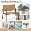 local-goods-image-1f14f501b30-04571e5a-de15-49d0-8858-b99354559a94 Costway Patio Loveseat, Outdoor All Weather Bench with Solid Rubber Wood Frame & Hand Woven PU Leather, Indoor Outdoor 2-Seater Conversation Chair for Backyard, Garden, Poolside, Natural